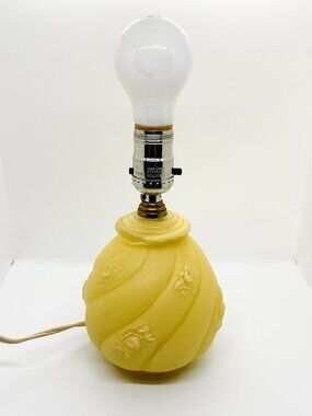 Vintage Glass Lamp Base Reverse Painted Cottagecore Frosted Pastel Vanity